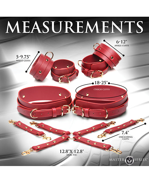 Master Series Crimson Captive Thigh, Wrist, Ankle Hog Tie Restraints